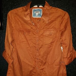 Orange button down blouse